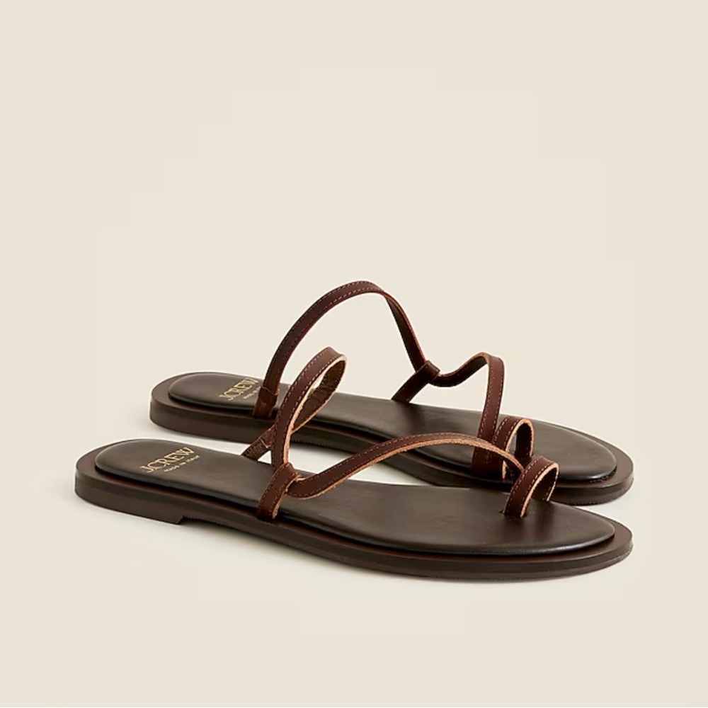 J. Crew Carsen Made-in-Italy toe-ring sandals in leather.